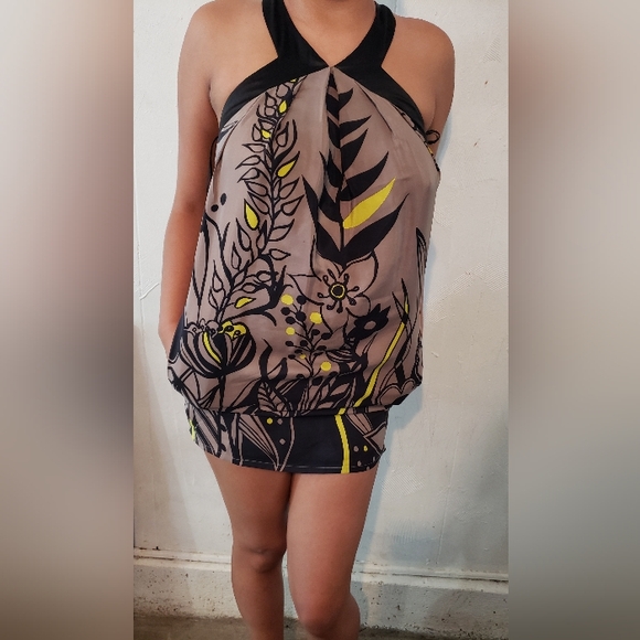 Y2k Elegant Floral Halter Mini Dress - Picture 1 of 9
